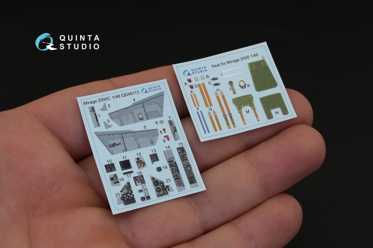 Quinta Studio QD48113 Mirage 2000C 3D-Printed &amp;amp; colored Interior on decal paper (for Kinetic kit) 1/48 – image 2