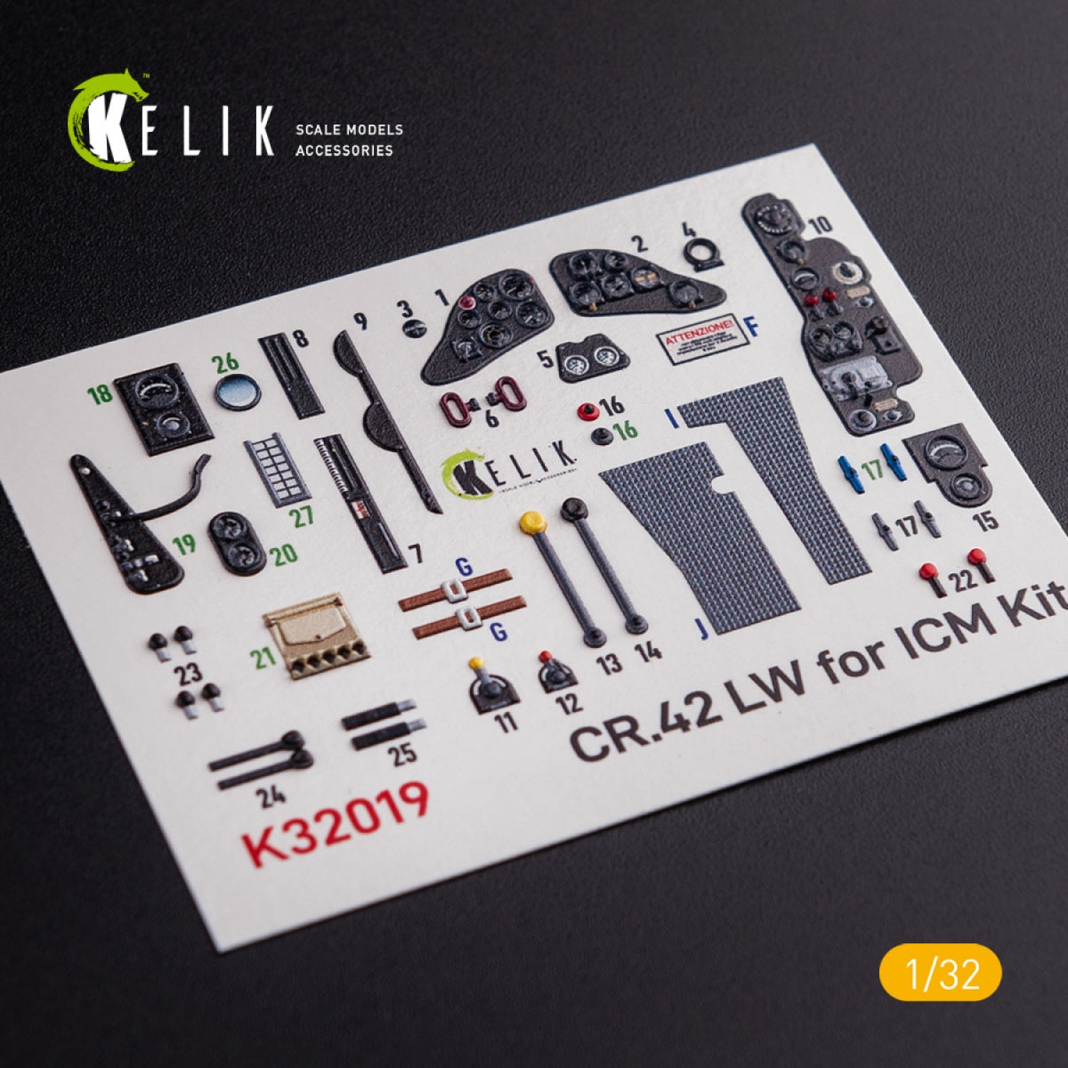 KELIK K32019 CR.42 LW - Décalcomanies 3D intérieures pour kit ICM 1/32