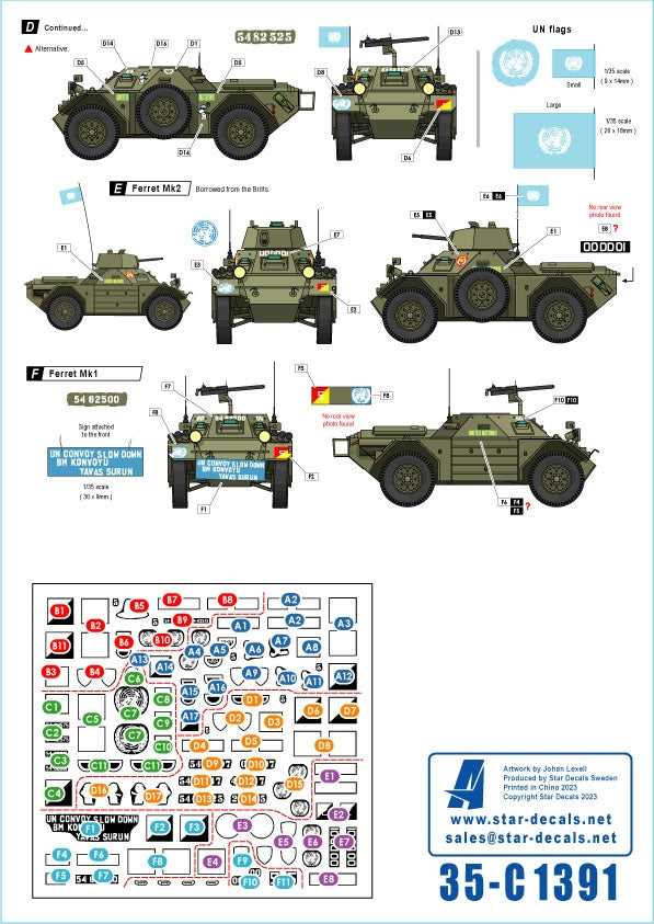 Star Decals 35-C1391 Ferrets in Cyprus # 2. Canadian UNFICYP Ferret Mk 1 and Mk 2 1/35 – image 3