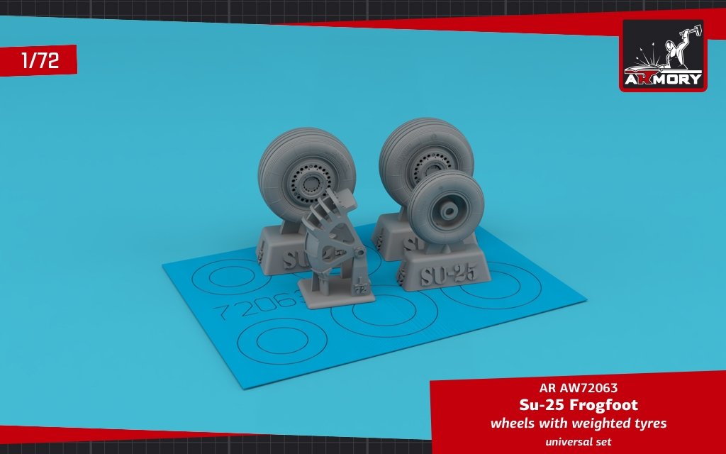 Armory Models AW72063 Sukhoj Su-25 Frogfoot wheels w/ weighted tires, mudguard 1/72