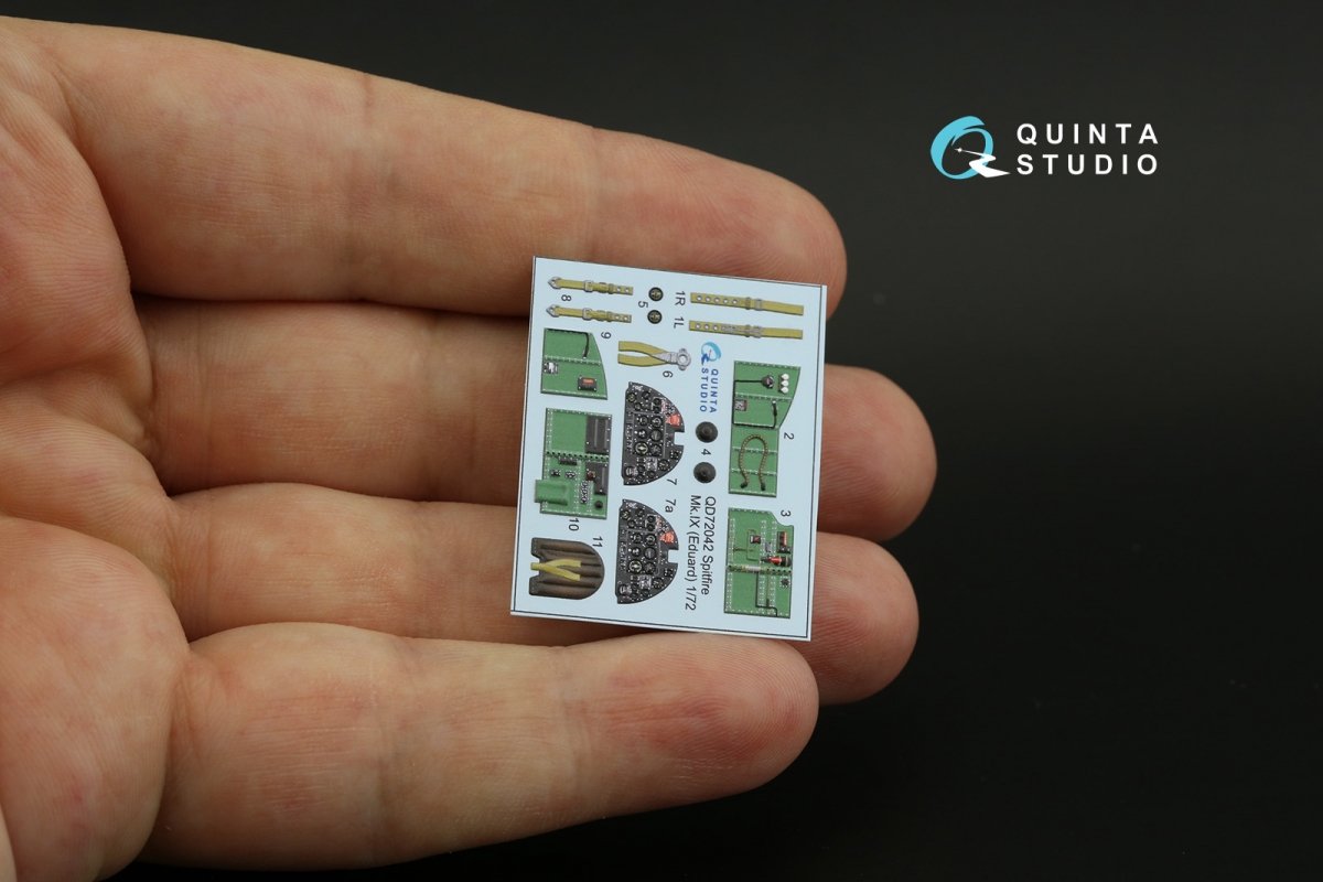 Quinta Studio QD72042 Spitfire Mk.IX 3D-Printed &amp;amp; colored Interior on decal paper (Eduard) 1/72 – immagine 4