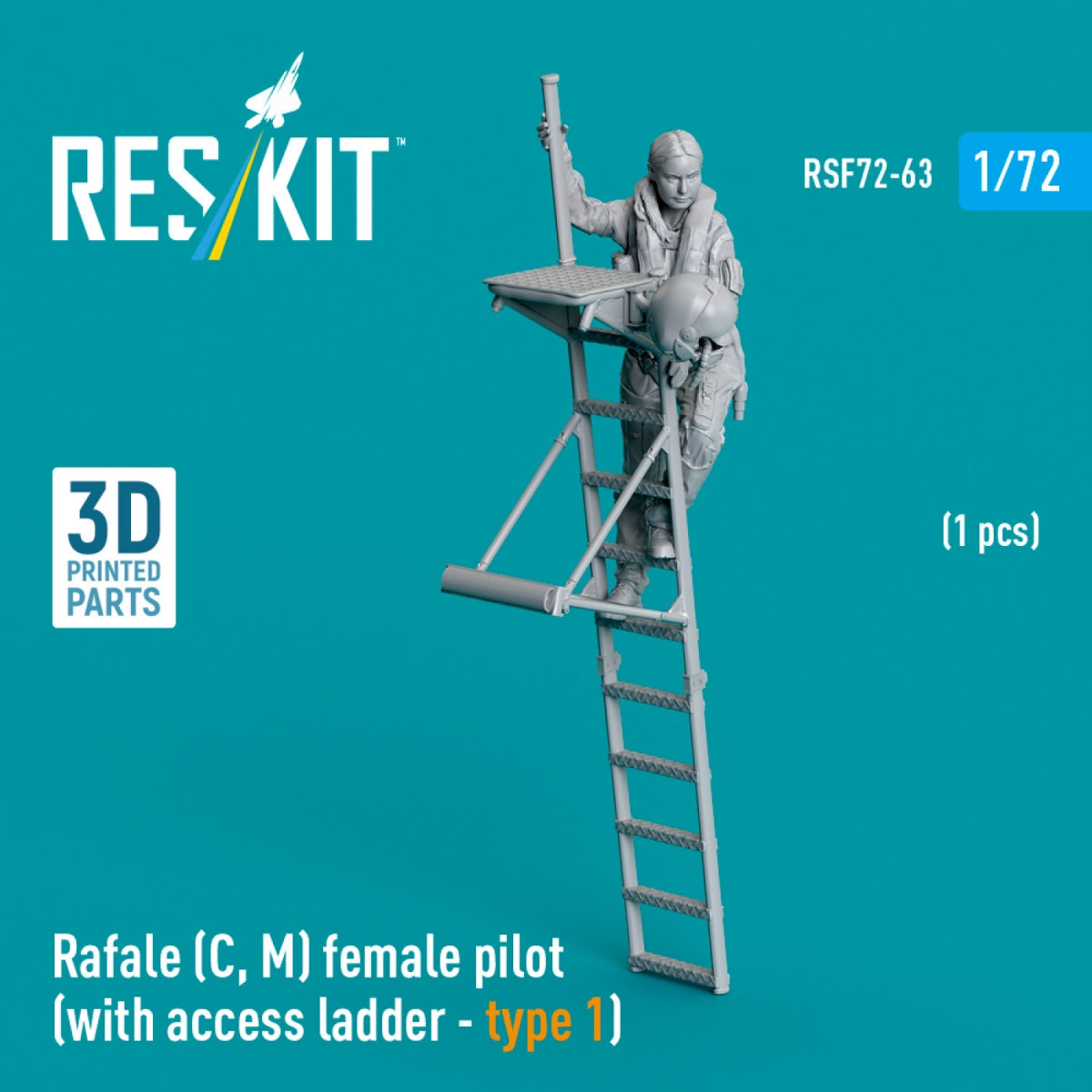 RESKIT RSF72-0063 Rafale (C, M) female pilot (with access ladder - type 1) (1 pcs) (3D Printed) 1/72