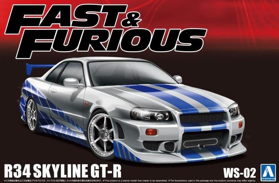 Aoshima 06795 Fast & Furious R34 Skyline GT-R 1/24