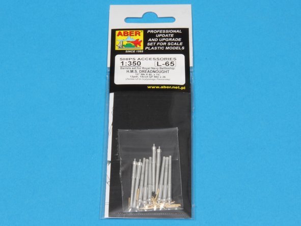 Ensemble de canons Aber 350L-65 pour cuirassé HMS Dreadnought : 12&amp;#39;&amp;#39; Mk.X BLx 10 pièces, 12 cwt QF Mk I x 26 pièces (1/350) – image 5