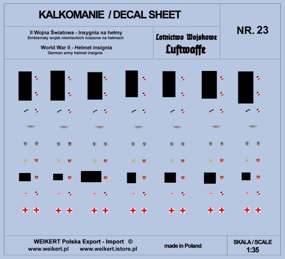 Weikert Decals DEC223 German Helmet Emblems - LUFTWAFFE - vol. 23 1/35