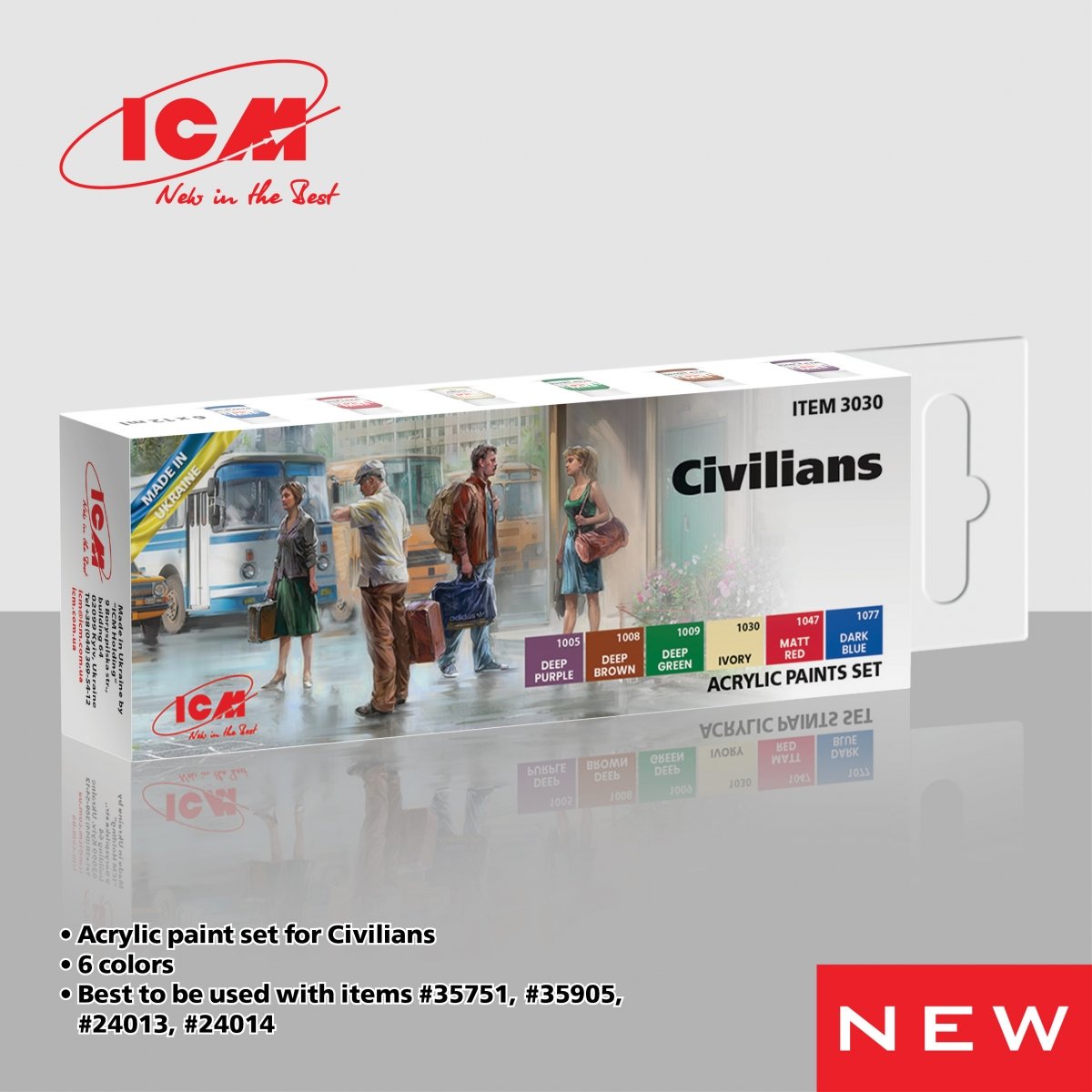 ICM 3030 Acrylic paints set “Civilians” 6x12ml