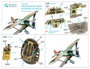 Intérieur imprimé en 3D et coloré sur papier décalcomanie Quinta Studio QD48290 Henschel Hs 123A/B (GasPatch models) 1/48 – image 2