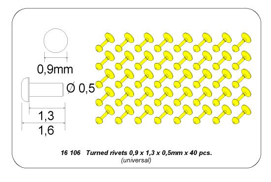 Aber 16106 Turned rivets 0.9 x1.3 x 0.5mm 40 pcs. (1/16) – Bild 3