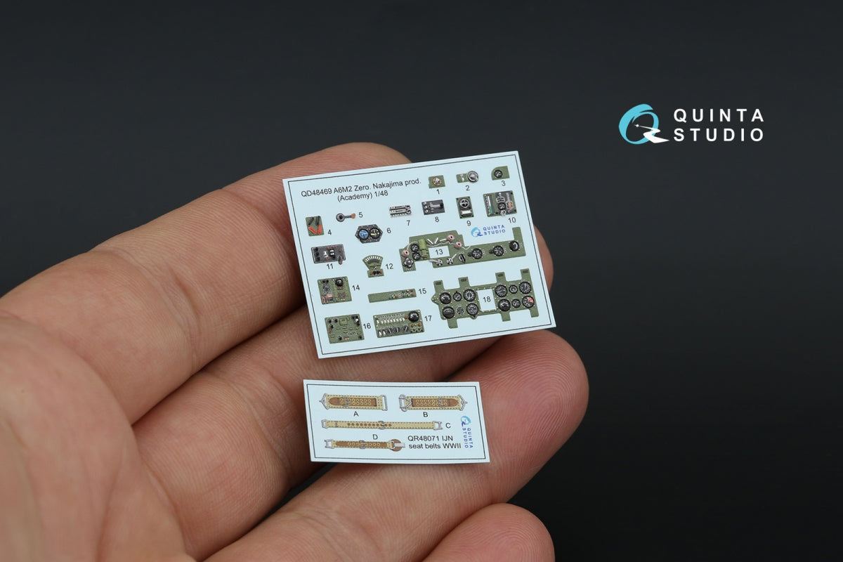 Quinta Studio QD48469 A6M2 Zero (Nakajima Prod.) 3D-Printed colored Interior on decal paper (Academy) 1/48 – imagen 3