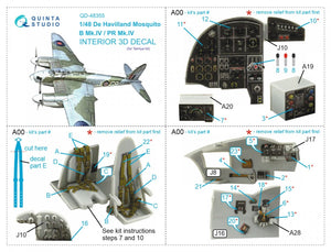 Quinta Studio QD48355 DH Mosquito B Mk.IV/PR Mk.IV 3D-Printed &amp;amp; colored Interior on decal paper (Tamiya) 1/48 – Bild 7