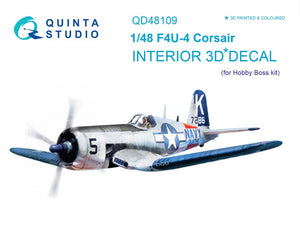 Quinta Studio QD48109 F4U-4 3D-Printed &amp;amp; colored Interior on decal paper (for HobbyBoss kit) 1/48