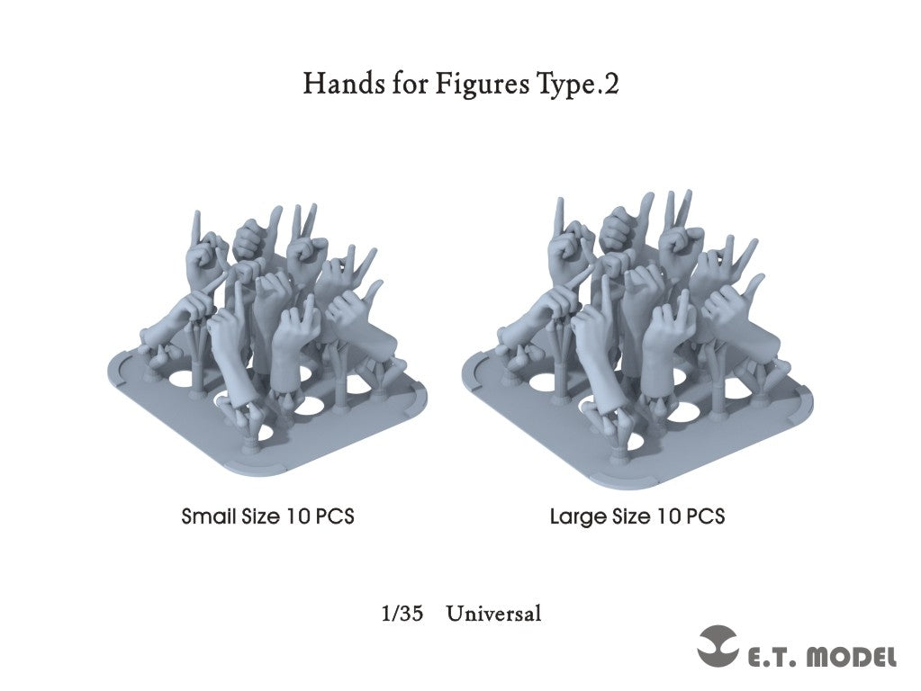 Mains ET modèle P35-326 pour figurines type 2 1/35