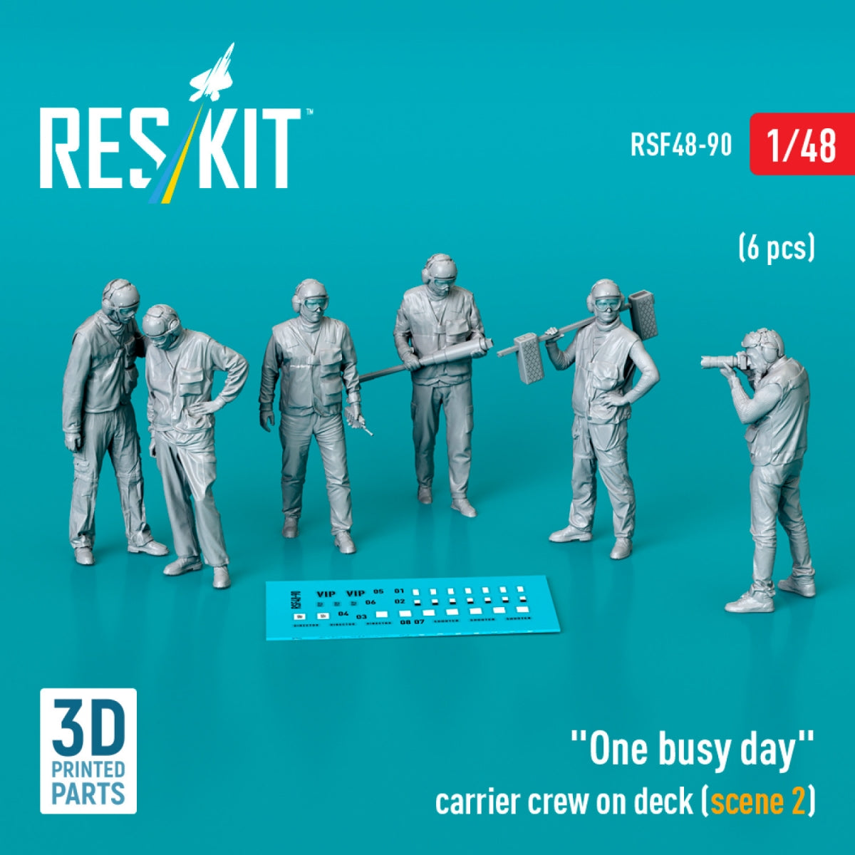 RESKIT RSF48-0090 « Une journée chargée » : équipage du porte-avions sur le pont (scène 2) (6 pièces) (Impression 3D) 1/48