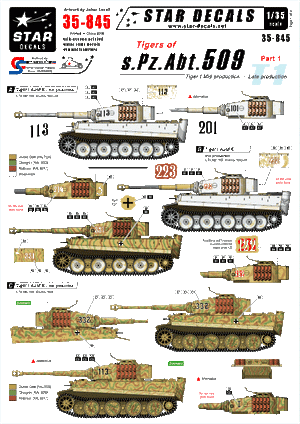 Star Decals 35-845 Tigers of s.Pz.Abt. 509 #1 1/35