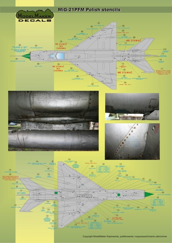 ModelMaker Decals D48020 MiG-21PFM/M/MF/bis/UM Polish stencils 1/48 – imagen 10