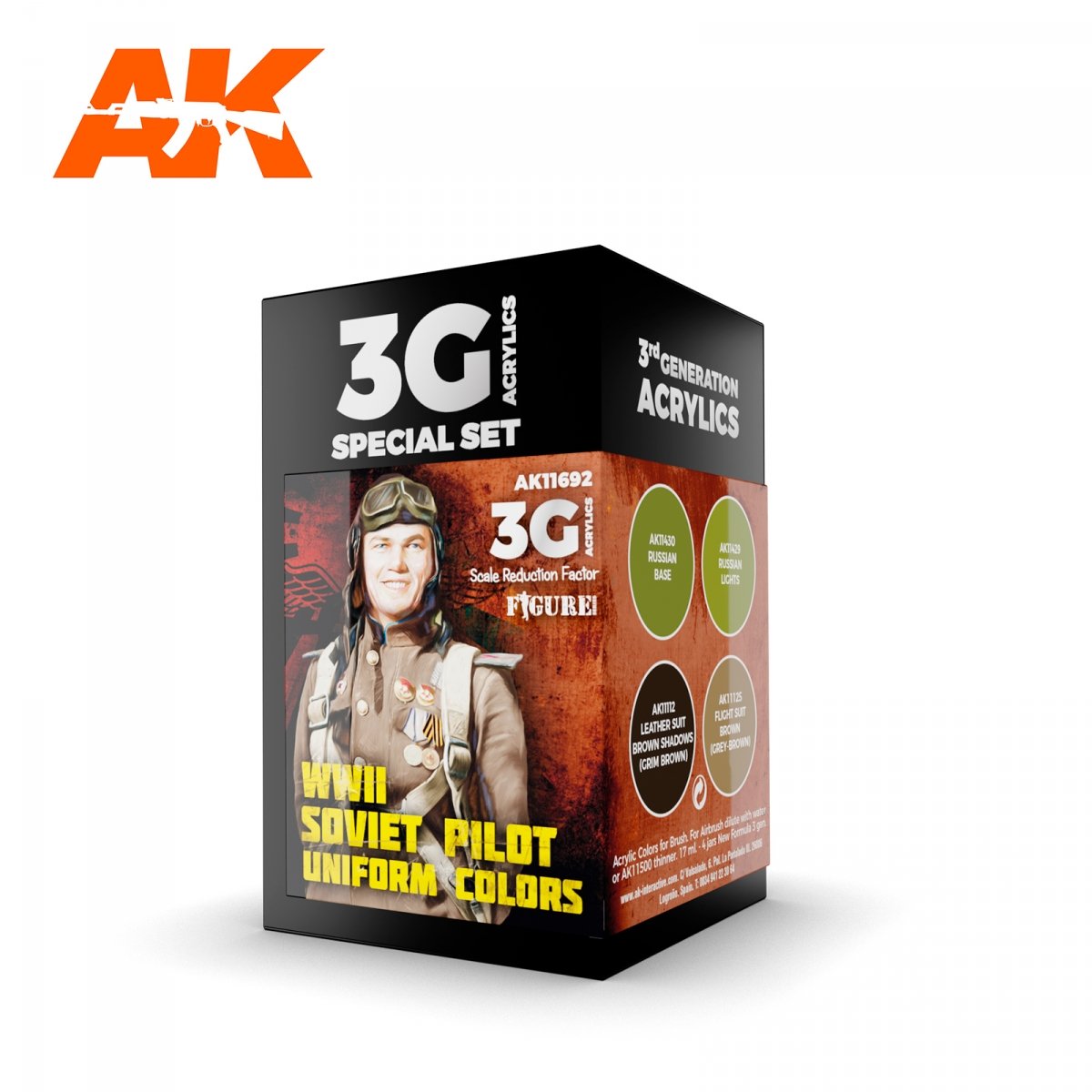 AK Interactive AK11692 WWII SOVIET PILOT UNIFORM COLORS 4x17 ml