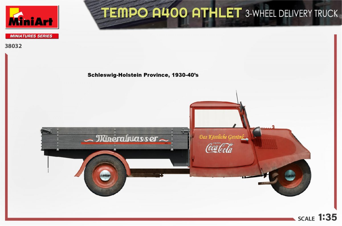 MiniArt 38032 TEMPO A400 ATHLET 3-WHEEL DELIVERY TRUCK 1/35 – imagen 4