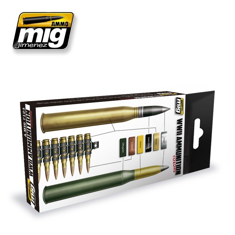 AMMO Mig 7124 COULEURS DE MUNITIONS WWII 6x17ml