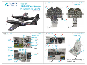 Quinta Studio QD48497 F-82H Twin Mustang 3D-Printed colored Interior on decal paper (Modelsvit) 1/48 – imagen 2
