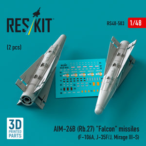RESKIT RS48-0503 AIM-26B (Rb.27) &amp;quot;Falcon&amp;quot; missiles (2 pcs) (3D Printed) 1/48