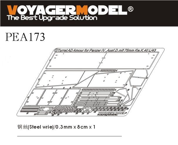 Voyager modèle PEA173 WWII allemand Pz.Kpfw.IV Ausf.D mit 75mm Kw.K.40 L/43 armure de tourelle (pour DRAGON 6330) 1/35