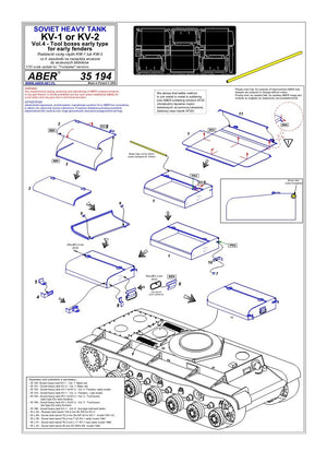 Aber 35194 Russian heavy tank KV-1, KV-2 - vol. 4 - additional set - tool boxes early type for early fenders 1/35 – obrázek 5
