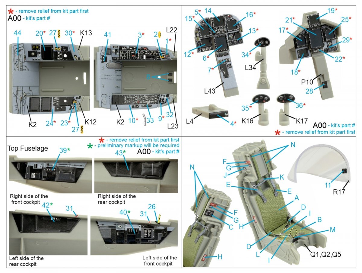 Quinta Studio QD32100 F/A-18F late / EA-18G 3D-Printed &amp;amp; colored Interior on decal paper (Trumpeter) 1/32 – image 7