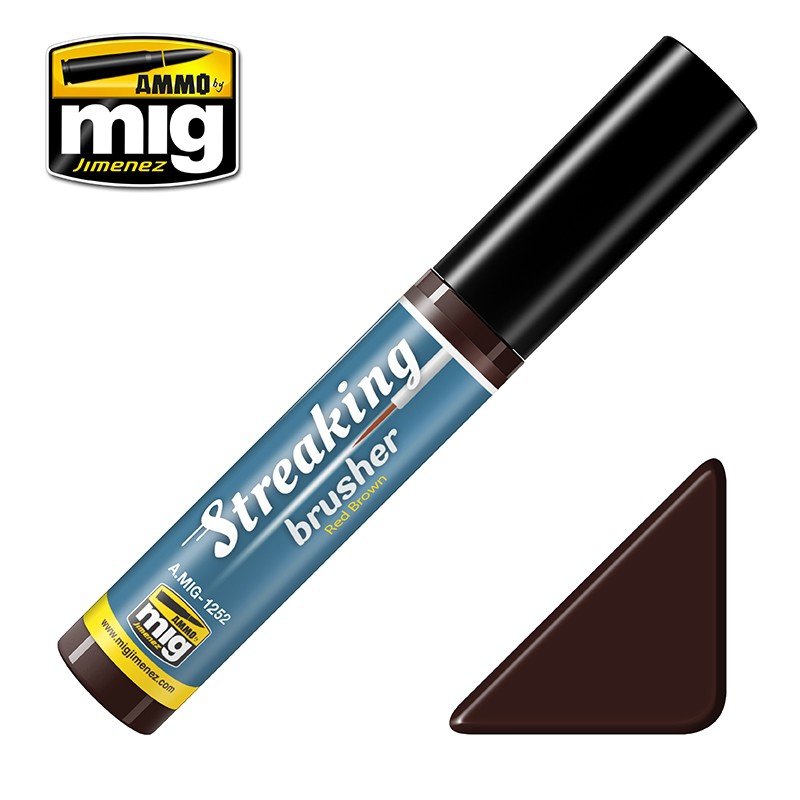 AMMO of Mig Jimenez 1252 Streaking Brusher Red Brown
