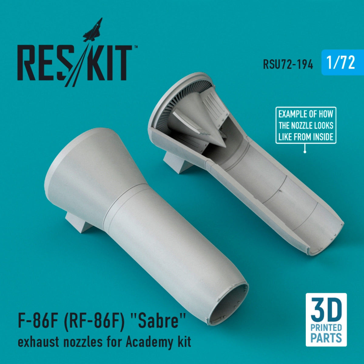 RESKIT RSU72-0194 F-86F (RF-86F) &amp;quot;SABER&amp;quot; EXHAUST NOZZLES FOR ACADEMY KIT (3D PRINTED) 1/72