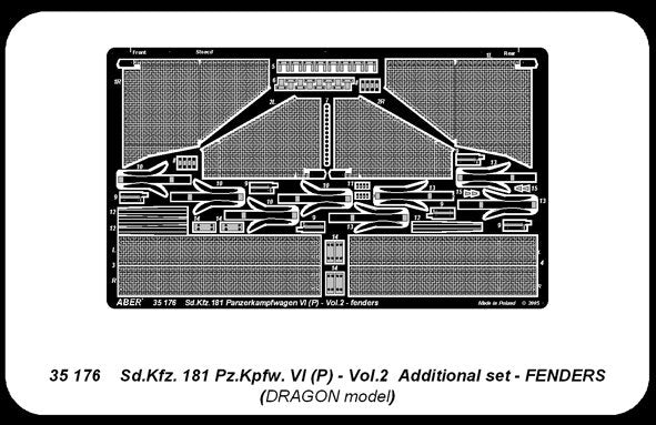 Aber 35176 Sdkfz.181 Pzkpfw.VI (P) vol.2 - Additional set Fenders 1/35 – immagine 2