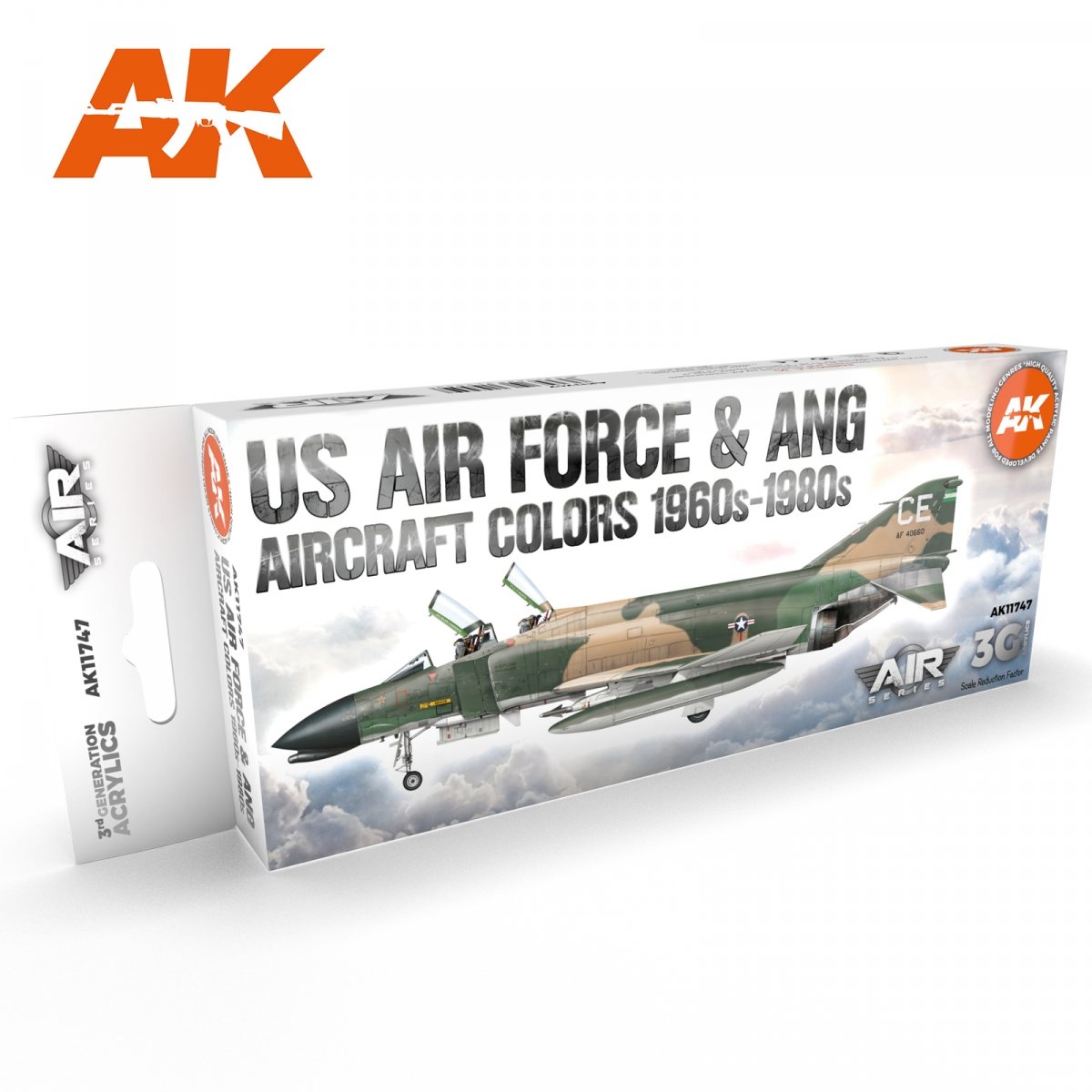 AK Interactive AK11747 Couleurs des avions de l'US Air Force et de la Garde nationale aérienne (années 1960-1980) 8 x 17 ml