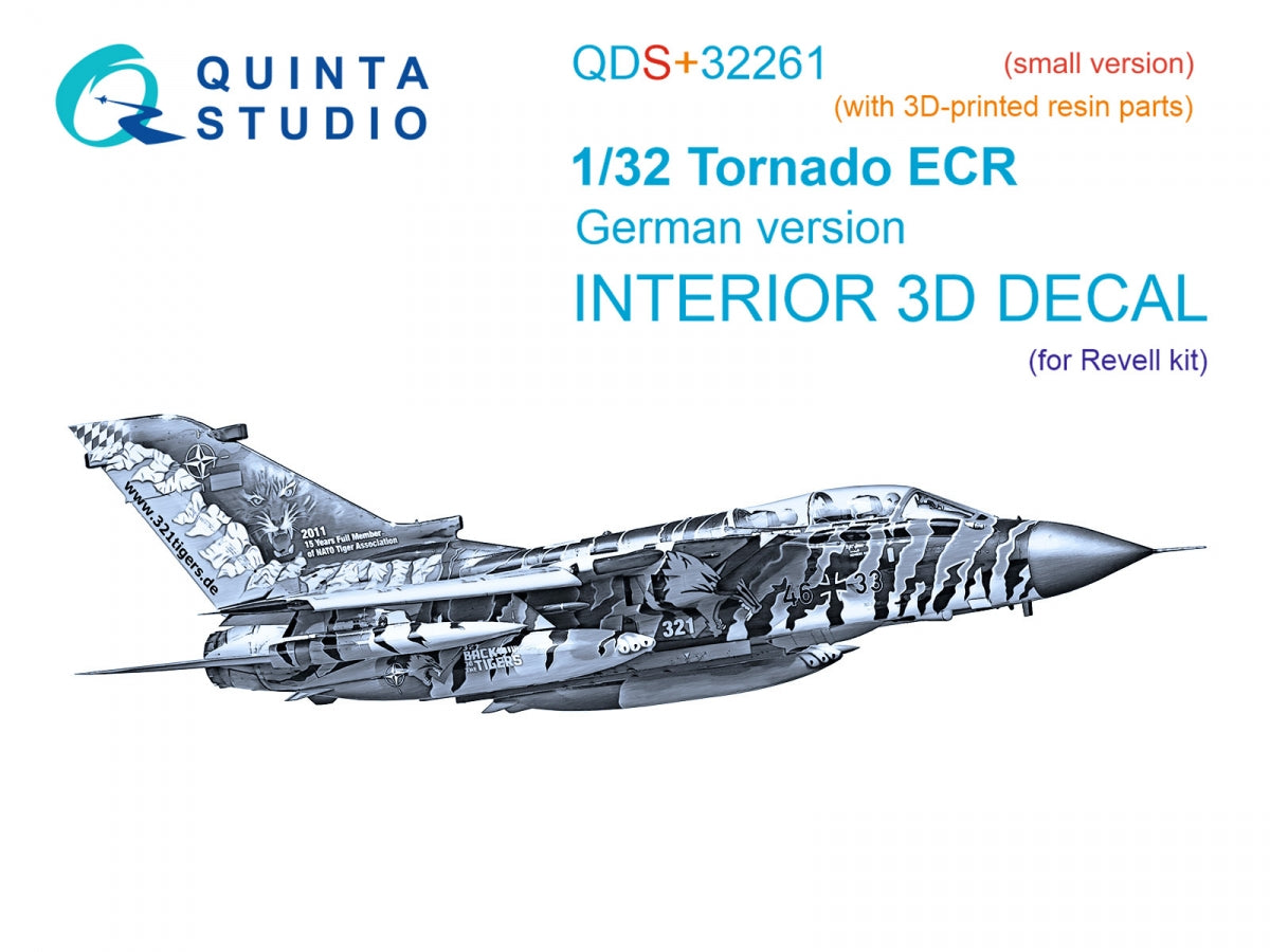 Quinta Studio QDS+32261 Tornado ECR German 3D-Printed & coloured Interior on decal paper (Revell) (Small version) (with 3D-printed resin parts) 1/32