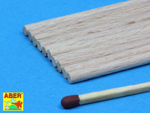 Aber WR3 Wood round rods 3.00 mm length 250 mm x 10 pcs. – image 3