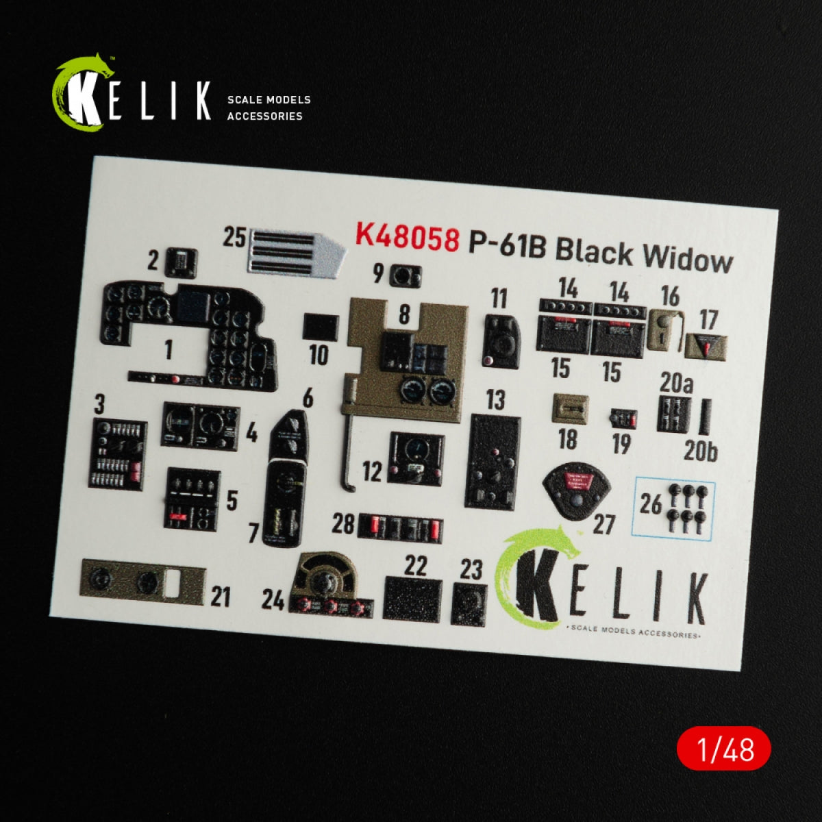 KELIK K48058 P-61B BLACK WIDOW INTERIOR 3D DECALS FOR GWH KIT 1/48 – Bild 3