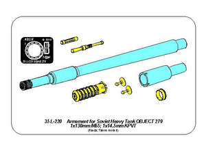 Aber 35L-220 Armament for Soviet Heavy Tank OBJECT 279 1x130mm, 2x14.5mm (1/35) – imagen 13