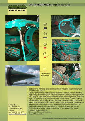 ModelMaker Decals D48020 MiG-21PFM/M/MF/bis/UM Polish stencils 1/48 – imagen 11