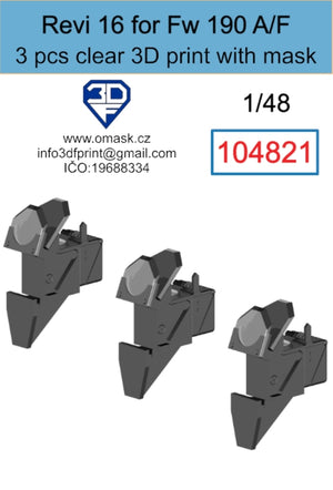 Omask 104821 Revi 16 for Fw 190 A/F Clear 3D Print (3 pcs) 1/48 – obrázek 2