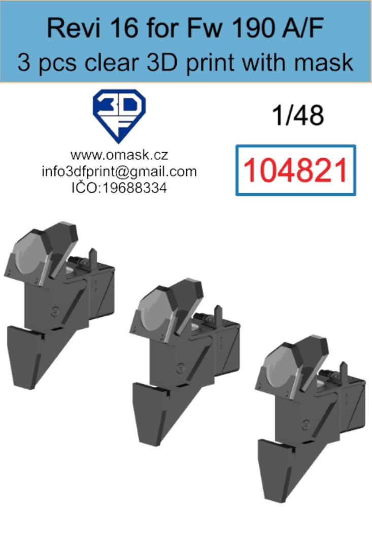 Omask 104821 Revi 16 for Fw 190 A/F Clear 3D Print (3 pcs) 1/48 – obrázek 2