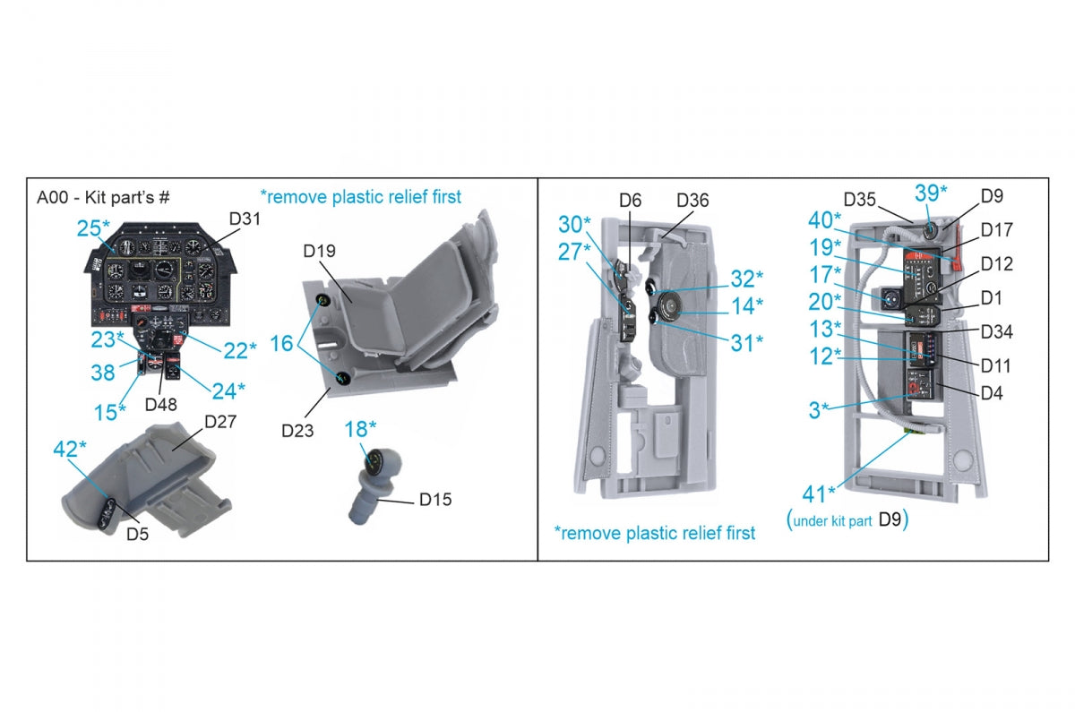 Quinta Studio QDS-32004 P-51D (Late) 3D-Printed colored Interior on decal paper (Tamiya) (small version) 1/32 – image 2