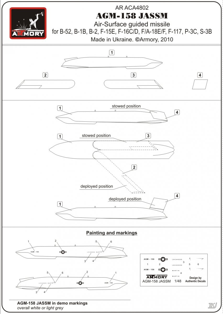 Armory Models ACA4802 AGM-158 JASSM US Air-Ground guided missile 1/48 – obrázek 3
