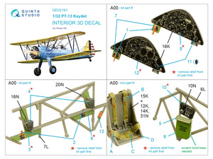 Quinta Studio QD32161 PT-13 Kaydet 3D-Printed &amp;amp; colored Interior on decal paper (Roden) 1/32 – Bild 2
