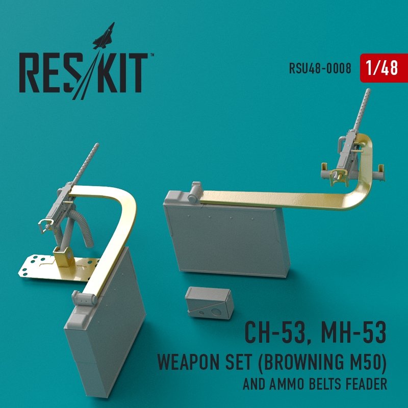 RESKIT RSU48-0008 CH-53, MH-53 Weapon Set (Browning M50) and Ammo belts feeder 1/48
