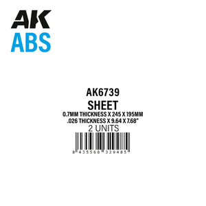AK Interactive AK6739 0.7MM THICKNESS X 245 X 195MM – ABS SHEET – 2 UNITS PER BAG – Bild 2