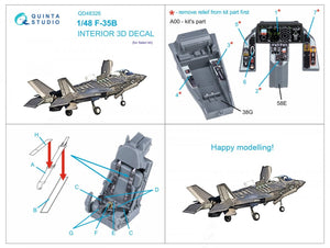 Quinta Studio QD48326 F-35B 3D-Printed &amp;amp; colored Interior on decal paper (Italeri) 1/48 – imagen 8