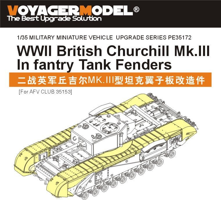 Garde-boues pour char d'infanterie britannique Churchill Mk.III de la Seconde Guerre mondiale, modèle Voyager PE35172, pour AFV CLUB 35153, échelle 1/35