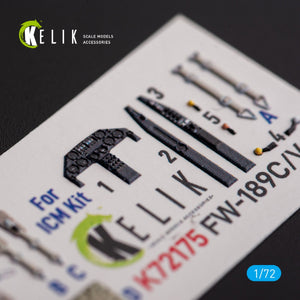KELIK K72175 FW-189C/V-6 - interior 3D decals for ICM kit 1/72