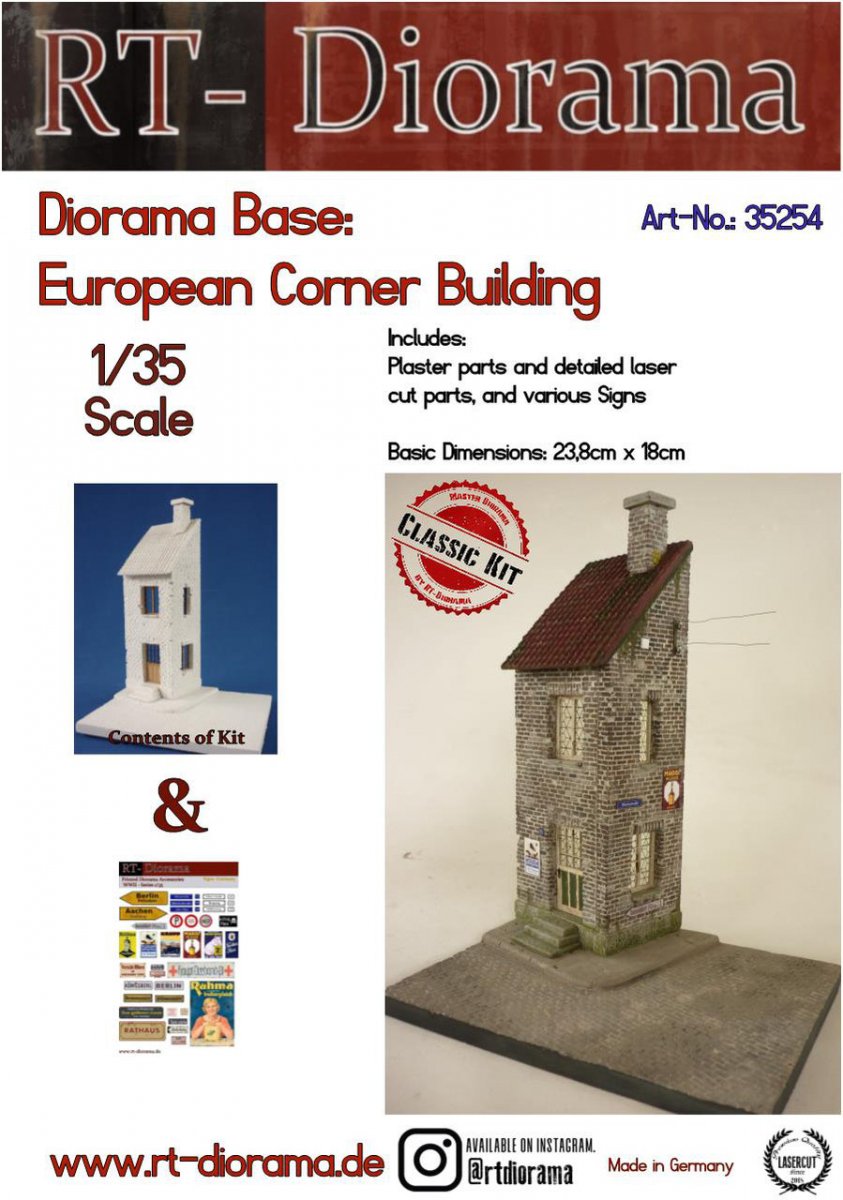 RT-Diorama 35254 Socle de diorama : Bâtiment d'angle européen 1/35