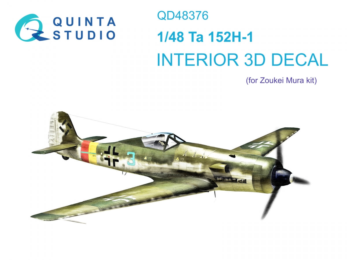 Quinta Studio QD48376 Ta 152H 3D-Printed &amp;amp; colored Interior on decal paper (Zoukei Mura) 1/48