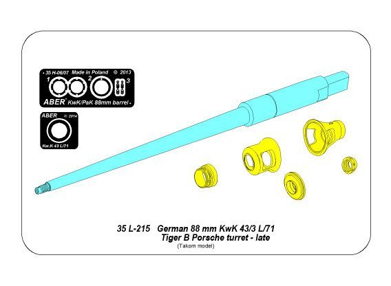Aber 35L-215 Barrel for German 8,8cm Kw.K 43 (L/71) gun used on Tiger B Porsche turret-late for TAKOM model (1/35) – Bild 5