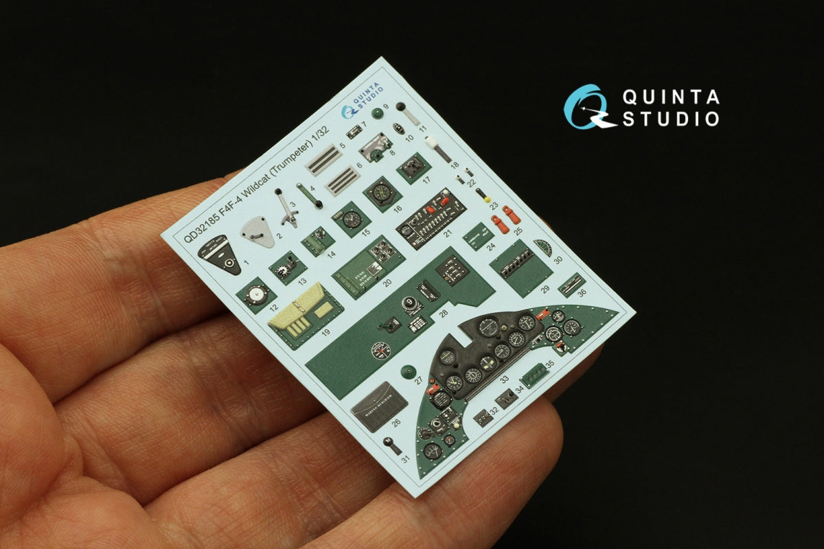 Quinta Studio QD32185 F4F-4 Wildcat 3D-Printed colored Interior on decal paper (Trumpeter) 1/32 – Bild 4